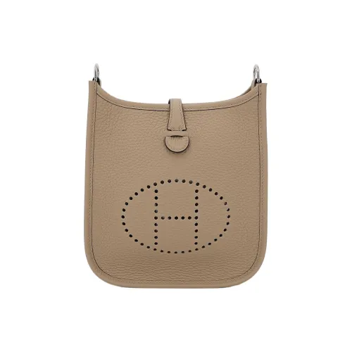 HERMES Evelyne Taurillon Clemence Коровья кожа Сумка через плечо Мини Женская Бежевая