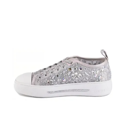 RENE CAOVILLA Скейтборд Кроссовки Женские Серебряные