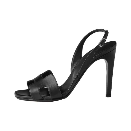 HERMES Holy One Ремень Сандалии 10,5 см Женские Черные