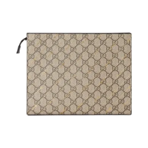GUCCI GG Supreme Холст Клатч Женский Бежевый