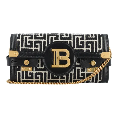 BALMAIN Хлопок с Полиэстером и Телячья кожа Одно плечо Через плечо Клатч Женский Черный