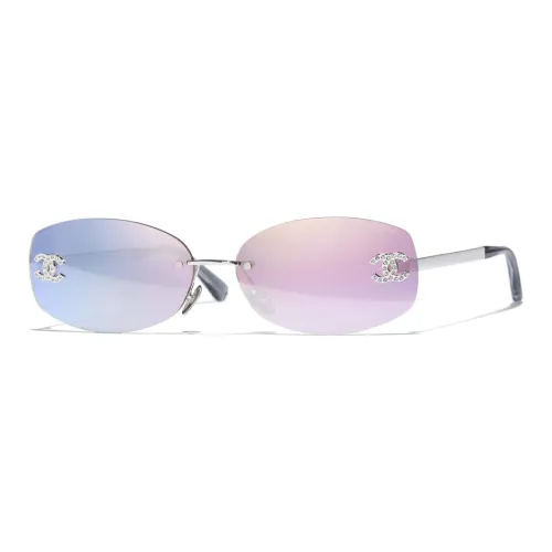 CHANEL OVAL SUNGLASSES Унисекс Серебряный
