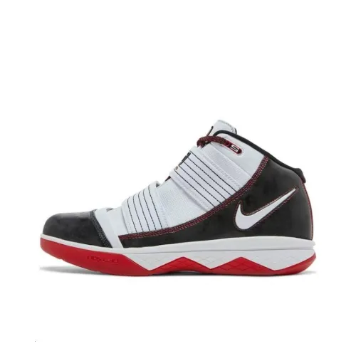 Nike Zoom Soldier 3 Амортизация Износостойкий MID Топ Баскетбольные кроссовки Унисекс Красный Белый Черный