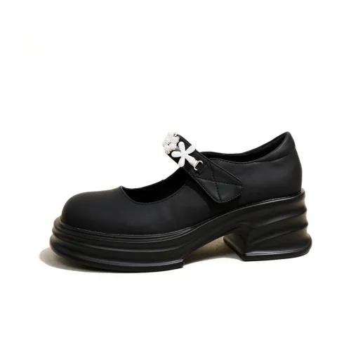 Ouumeis Грубый каблук Мэри Джейн туфли 5,5 см женские