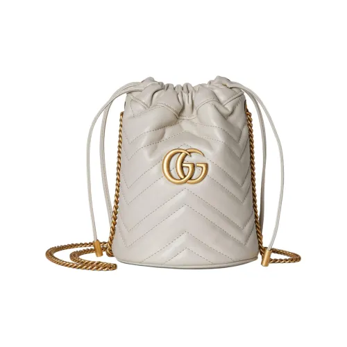 GUCCI GG Marmont Кожа Ведрообразная Сумка через плечо Мини Унисекс Light Бежевый