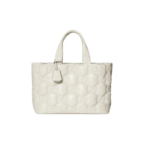 GUCCI GG Matelassé Кожа Тоут Сумка Сумка для покупок Сумка на плечо Сумка Большая Женская Белая