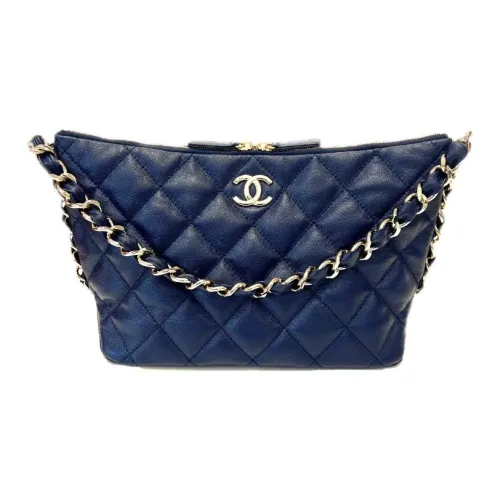 CHANEL Сумка из крупнозернистой текстуры кожа коровья кожа через плечо большая женская морской синий