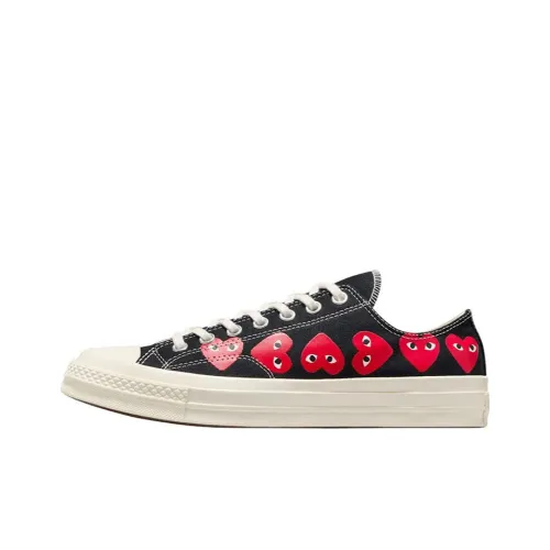 CDG Play x Converse Chuck 70 Slip-on Устойчивый к истиранию Низкий топ Скейтборд Кроссовки Унисекс Черный Белый Красный