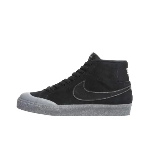 Nike Blazer Slip-resistant Abrasion-resistant High Top Skateboarding Shoes Unisex Black Gray Найк Блэйзер Противоскользящие Устойчивые к истиранию Высокие Кроссовки для скейтбординга Унисекс Черный Серый