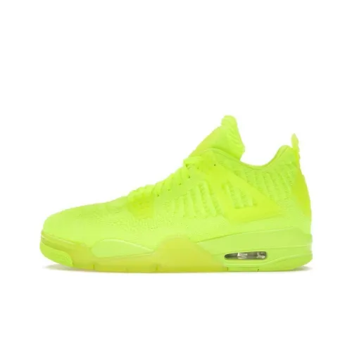 Jordan Air Jordan 4 Retro Flyknit Volt Амортизация Легкий MID Топ Винтажные баскетбольные кроссовки Мужской Неон Зеленый