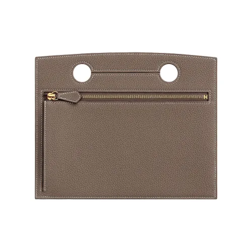 HERMES Клатч Togo из коровьей кожи женский 18 этуп слоново-серый