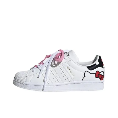 Hello Kitty x Adidas Originals Суперзвезда Износостойкий и Легкий Низкий Топ Скейтборд Кроссовки Женские Белые Розовые