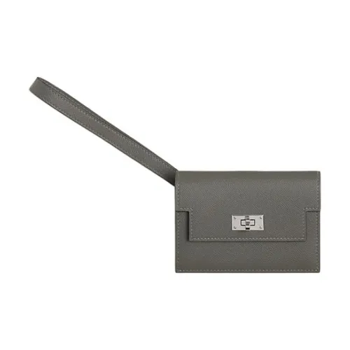 HERMES Kelly Pocket Madame Кожаный Телячья Кожа Клатч Кошелек Женский 0L Grismeyer Дождевой Облачный Серый