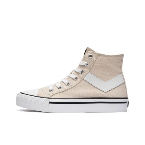 PONY Shooter Slip-resistant Abrasion-resistant Breathable Lightweight High-top Canvas Shoes Unisex Beige