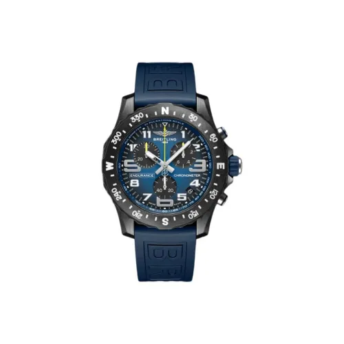 Breitling Кварцевый механизм Мужские часы Часы 44 мм Синий циферблат Breitlight® Корпус Часы Резиновый ремешок