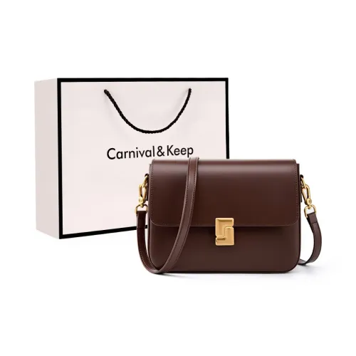 Carnival Keep Коровья кожа Тофу Сумка через плечо Сумка на плечо Стандартная Женская Кофейная Черная Коричневая Экрю