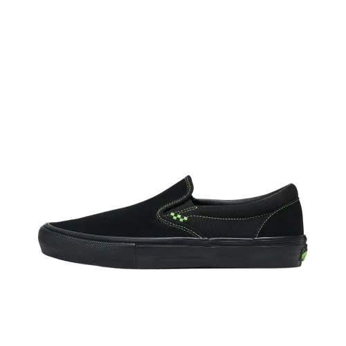 Vans Slip On Skate Амортизация Износостойкие Низкие Кроссовки для скейтбординга Унисекс Черные