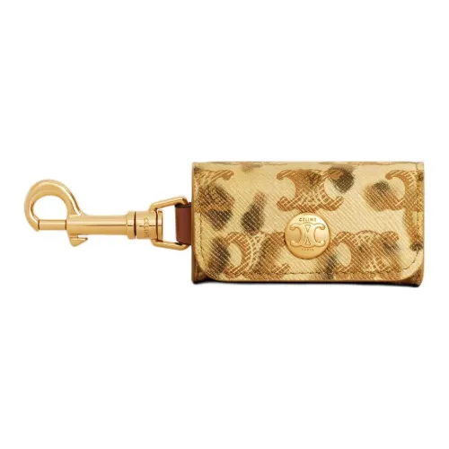 CELINE Холст Телячья кожа Хранение Сумка Унисекс Леопардовый принт