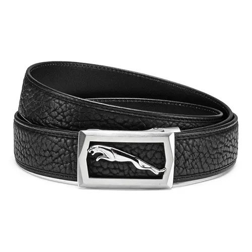 JAGUAR Trendy Trendy Cut Out Пряжка-пластина Коровья кожа Ремни Мужской Черный Ширина 3,5 см