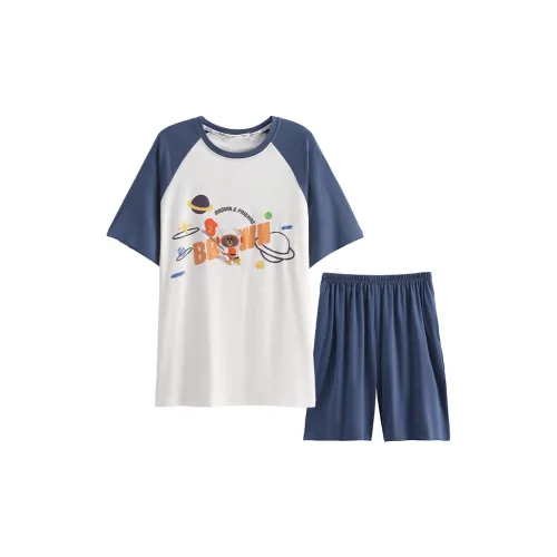 FENTENG Пижамный комплект Мужской Элегантный Белый