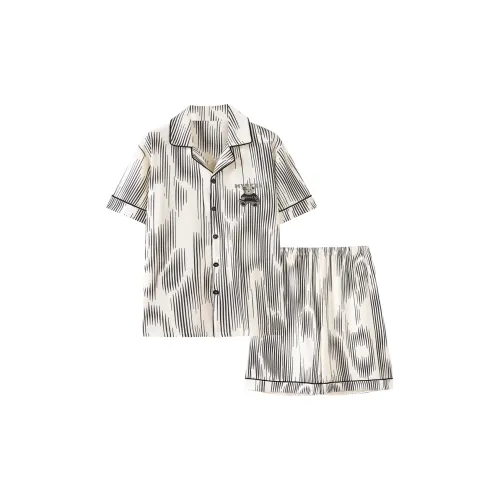 Сон Лето Студенты' Спальня Домашний Пижама Мужская Белые Полосы