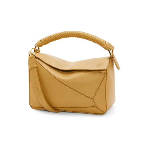 LOEWE Пазл Мягкая Корова Кожа Сумка Сумка через плечо Сумка через плечо Маленькая Женская Пустынно-желтая