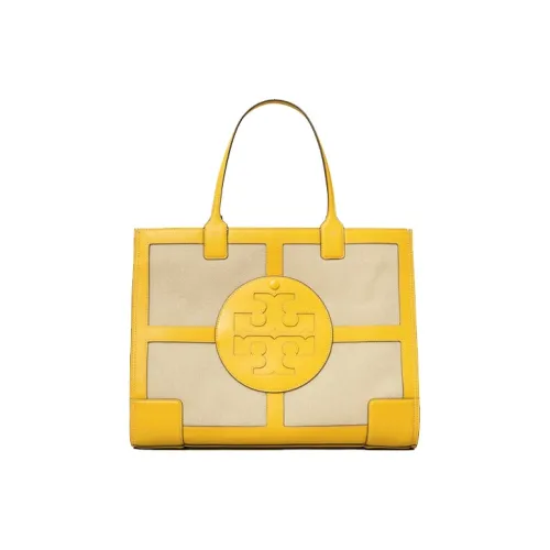 TORY BURCH Ella Холст Воловья Кожа Тоут Сумка Тоут Сумка Сумка для покупок Клатч Сумка Сумка Женская Желтая