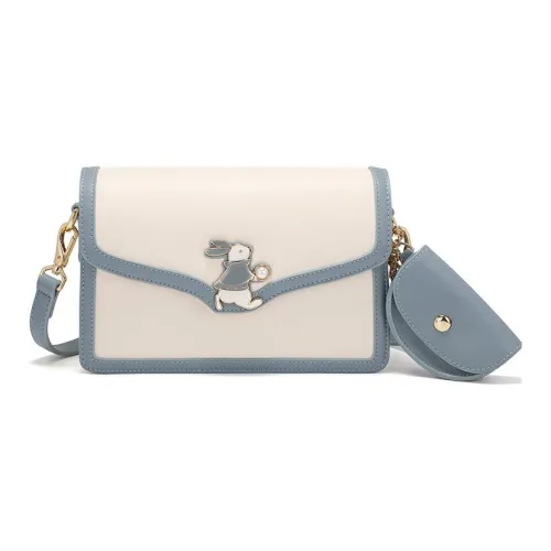 MOONDEMIMA Корова Спилок Сумка через плечо Сумка на плечо Маленькая Женская Синяя и Белая