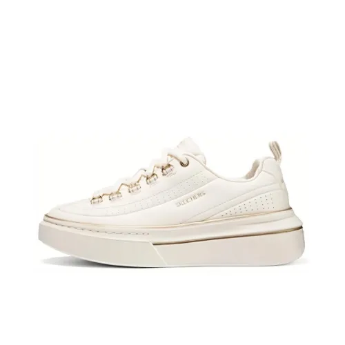 Skechers Амортизация Износостойкие Низкие Кроссовки для скейтбординга Женские Натуральный Золото