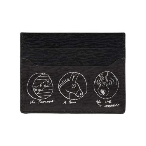 Delvau Casper Коллаборация OPERA Рельефная Телячья Кожа Держатель для Карт Женский Черный