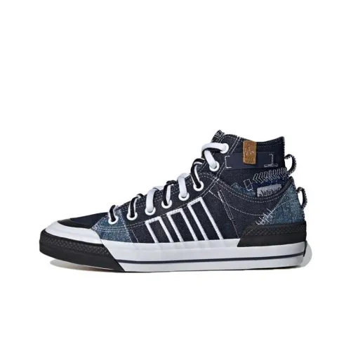 Adidas Originals Nizza Hi DL Hi DL Дышащий MID Топ Кроссовки для скейтбординга Унисекс Синий Белый