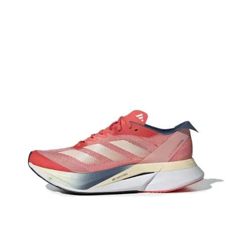 Adidas Adizero Boston 12 Амортизация Износостойкий Низкий Топ Беговые кроссовки Женские Красный Белый