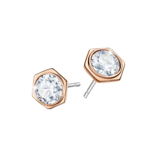 Swarovski Искусственный кристалл Серьги-гвоздики Унисекс Розовое золото