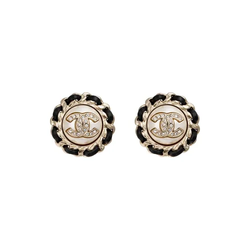 CHANEL Металлические серьги-гвоздики золотые/черные женские