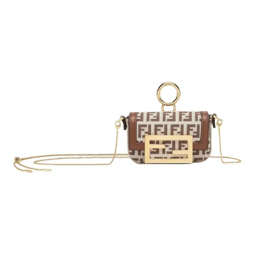 FENDI Baguette Кожа Наппа Подвеска Аксессуары для сумок Extra Mini Женские Коричневый