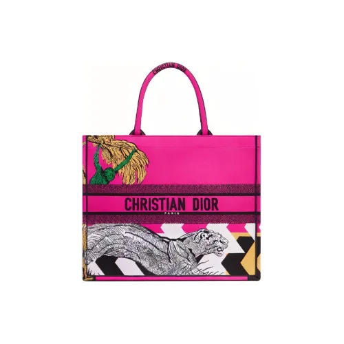 DIOR BookTote Zoom POP Jouy Принт Вышивка Тоут Сумка Сумка для покупок Сумка Женские Розовый