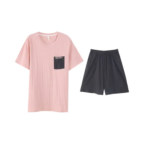 CHUDUAN Пижамный комплект мужской розовый коричневый