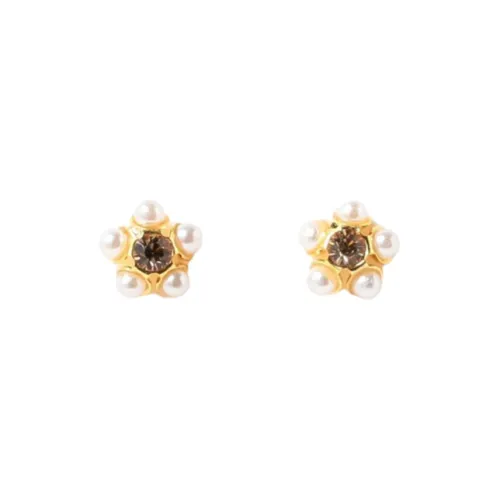 BEAMS Латунь Акрил Pearl Glass Titanium Rod Titanium Clasp Stud Earrings Women's Multicolor