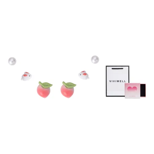 VIVIWELL Серьги с брассовыми заклепинами Белый, 3 пары Женские