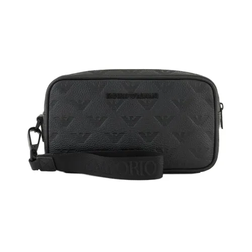 EMPORIO ARMANI Клатч из коровьей кожи сумка для туалетных принадлежностей стандартная мужская черная