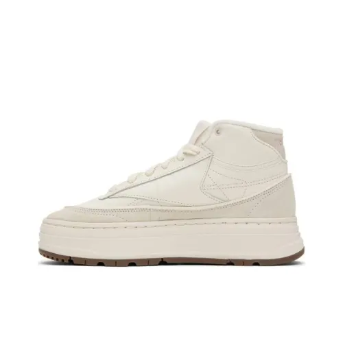 Reebok Club C Series MID Топ Кроссовки для скейтбординга Женские Белые Розовые