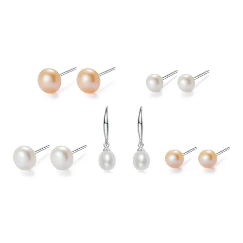 AGOVSKI S925 Серебряные серьги-гвоздики + Пресноводный жемчуг + Медный сплав Женские