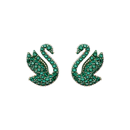 Swarovski Розовое золото Тон Покрытие Серьги-гвоздики Женские Зеленый