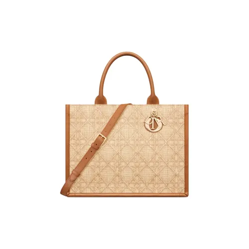 DIOR BookTote Рафия Сумка-тоут Сумка для покупок Сумка через плечо Сумка среднего размера Женская Бежевая