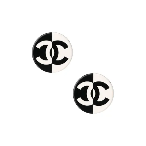 Серьги-гвоздики CHANEL Женские Черный Белый Два тона