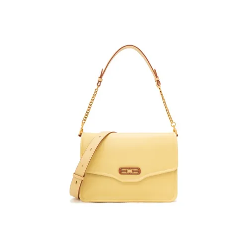 ELLE Сумка через плечо из крупнозернистой текстуры крупнозернистая текстура кожа средний размер женский желтый овсяный черный