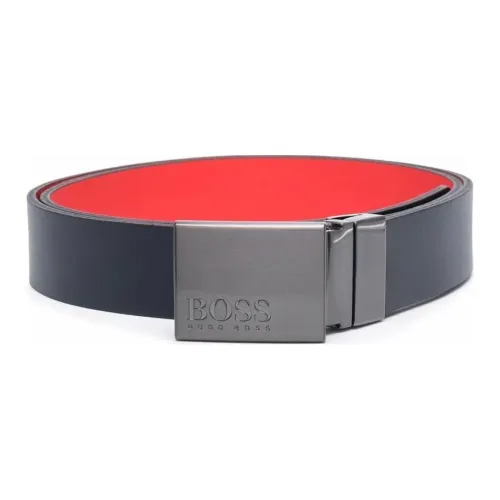 BOSS Letter Logo Кожаные ремни Детский Темно-фиолетовый Ширина 9CM