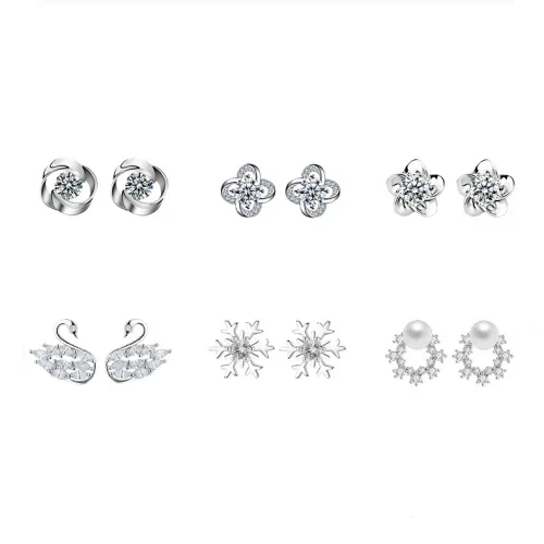 Серьги-гвоздики из серебра 925 пробы DJIN женские