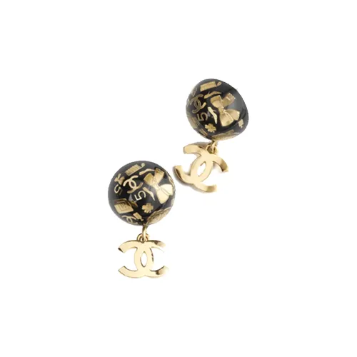 Серьги-гвоздики Chanel Женские Черный Золото