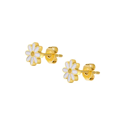 Серьги-гвоздики из титановой стали PEACE CAT Унисекс Белый Желтый